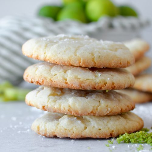 Key Lime Crinkle Sugar Cookies stacked