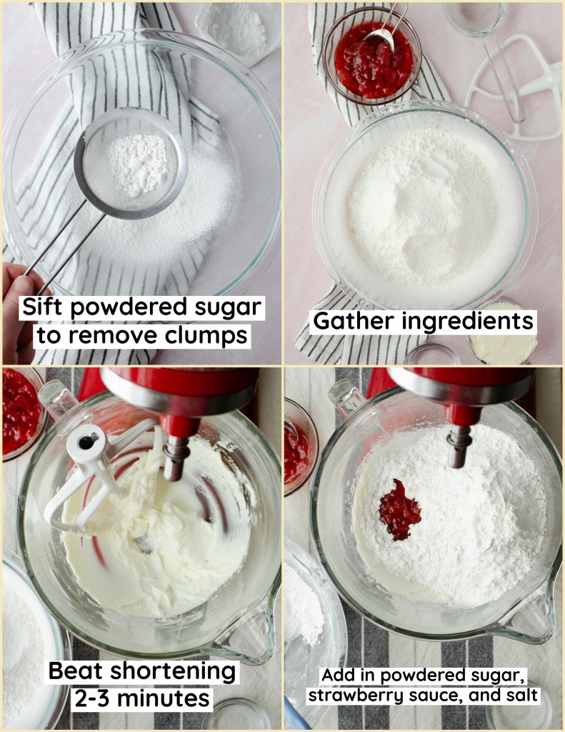 Step by step photos of how to make strawberry buttercream
