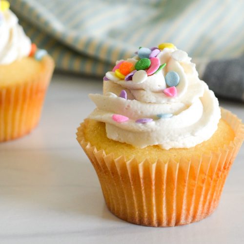 Frosted yellow cupcakes