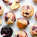 Lemon Muffins with Berry Compote Swirl