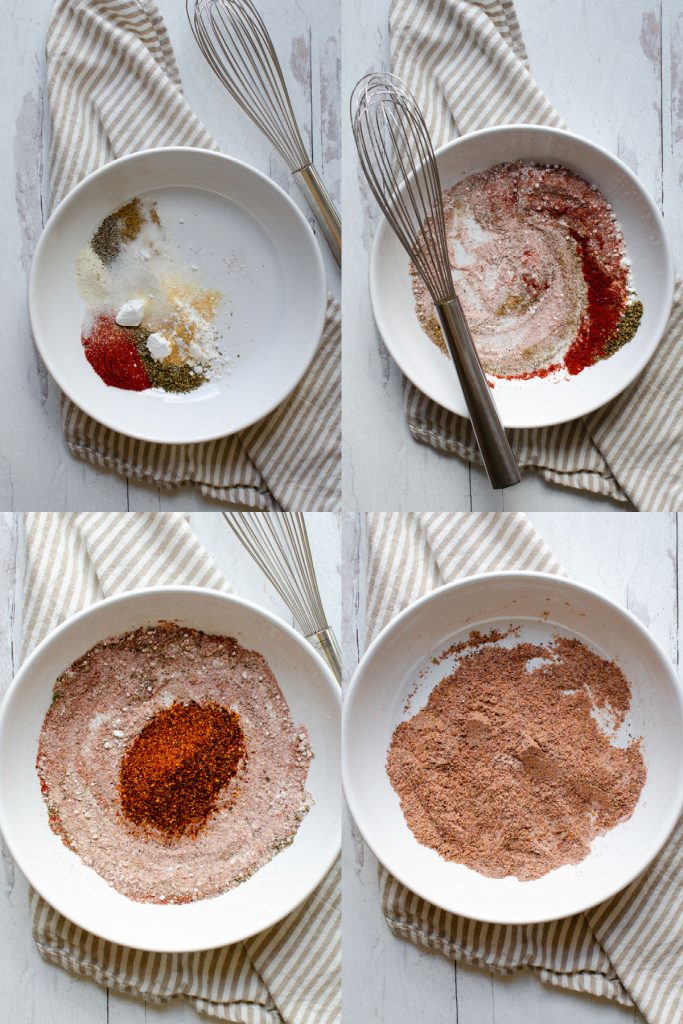 Collage showing how to make fajita seasoning from scratch.