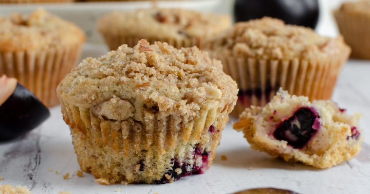 Plum Muffins with Almond Streusel