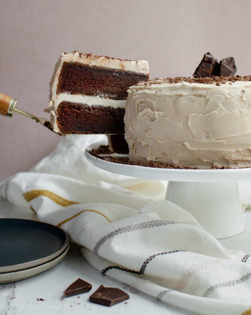 Irish cream frosting on a chocolate cake