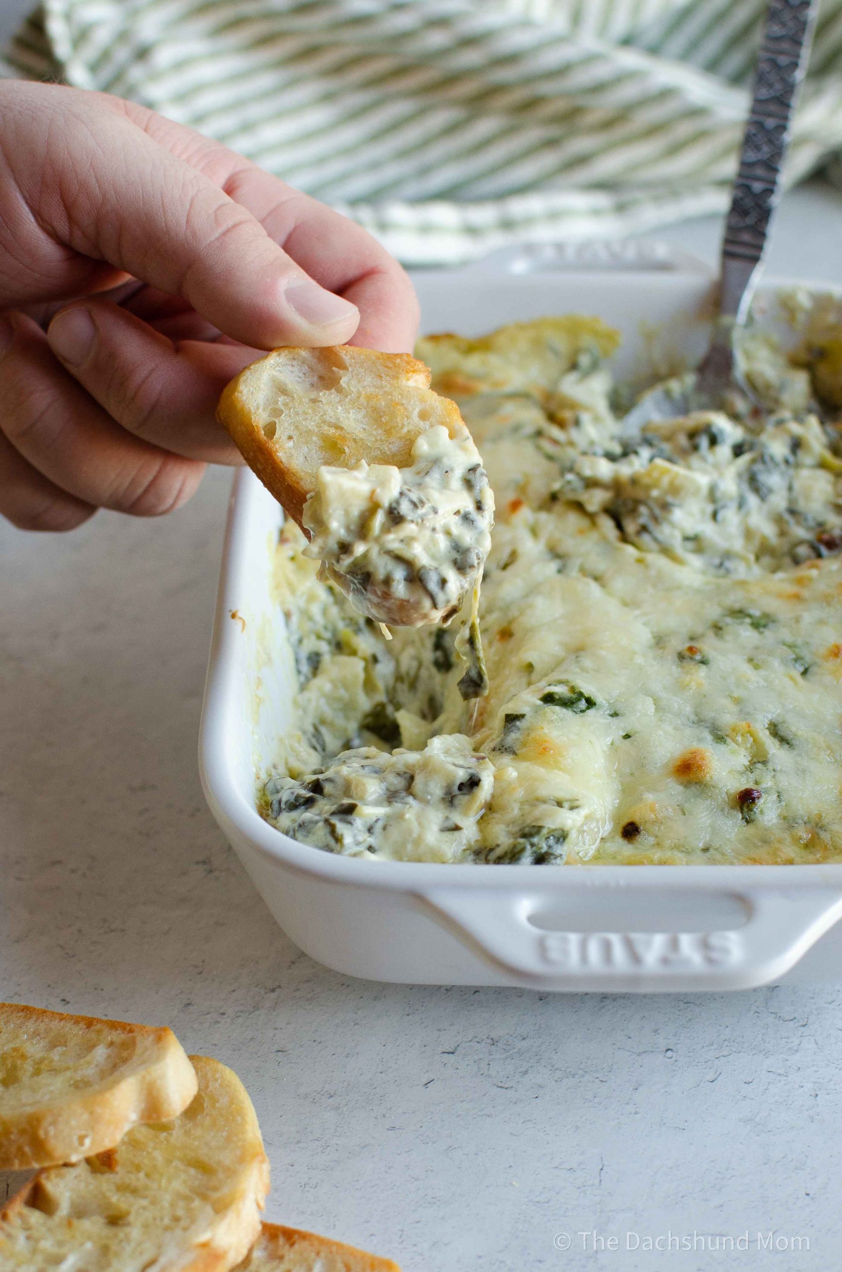 Cheesy Spinach Artichoke Dip {Made with Fresh Spinach} The Dachshund Mom