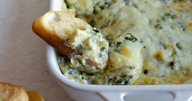 Cheesy Spinach Artichoke Dip {Made with Fresh Spinach}